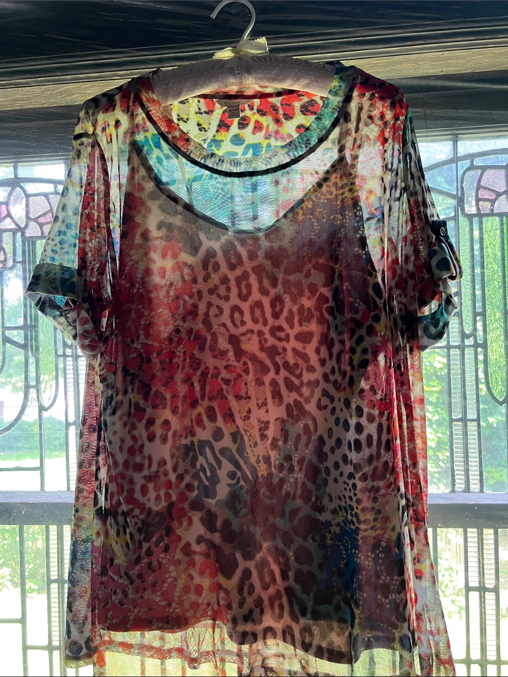 Summer  2 piece Multicolor Animal Print Short Sleeve Tee and tank by est. 1946